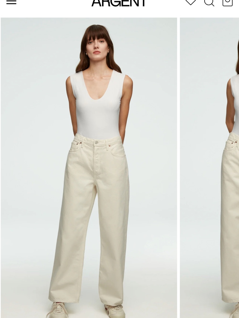 AGOLDE Wide Leg Jeans in Cream